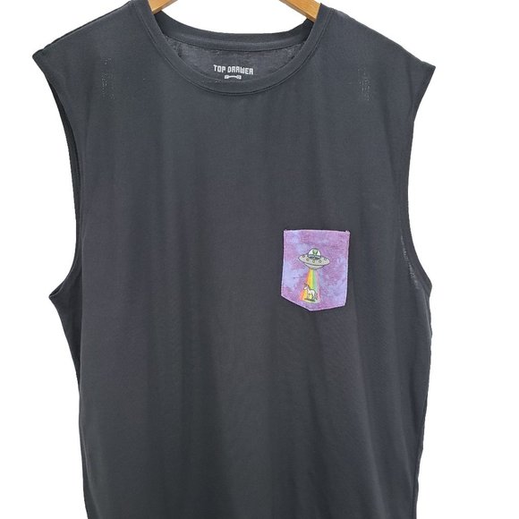 Black Unicorn Alien Abduction Muscle Tee - Picture 1 of 6